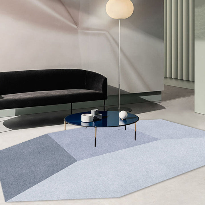 Lisslune | Gray irregular bedroom carpet novelty color block geometry pattern carpet polyester non-slip backing carpet