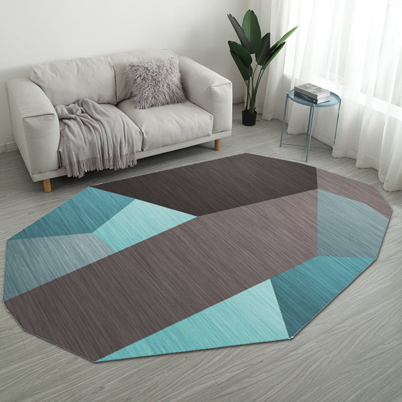 Lisslune | Casual Bedroom Irregular Rug in Gray and Ivory Color Block Print Rug Polyester Washable Area Rug