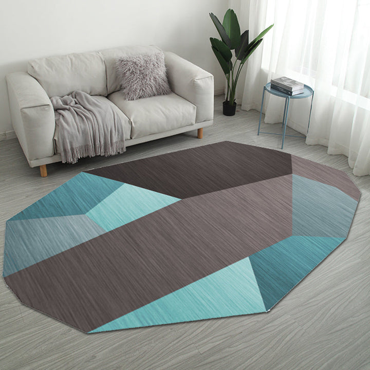 Lisslune | Casual Bedroom Irregular Rug in Gray and Ivory Color Block Print Rug Polyester Washable Area Rug