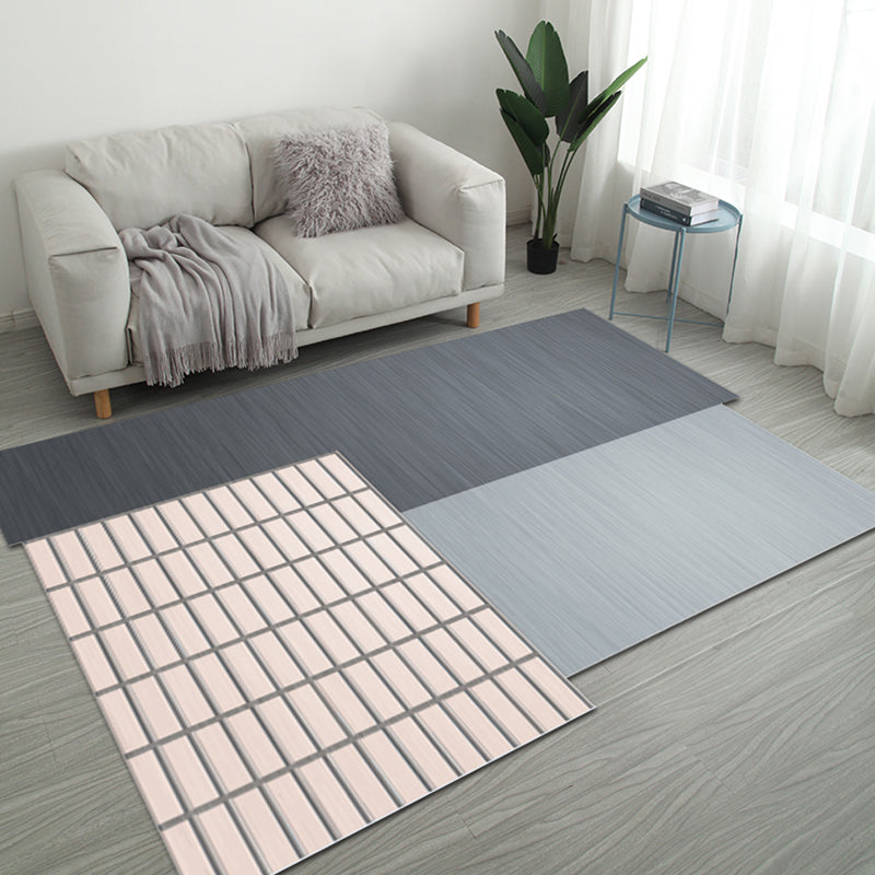 Lisslune | Casual Bedroom Irregular Rug in Gray and Ivory Color Block Print Rug Polyester Washable Area Rug