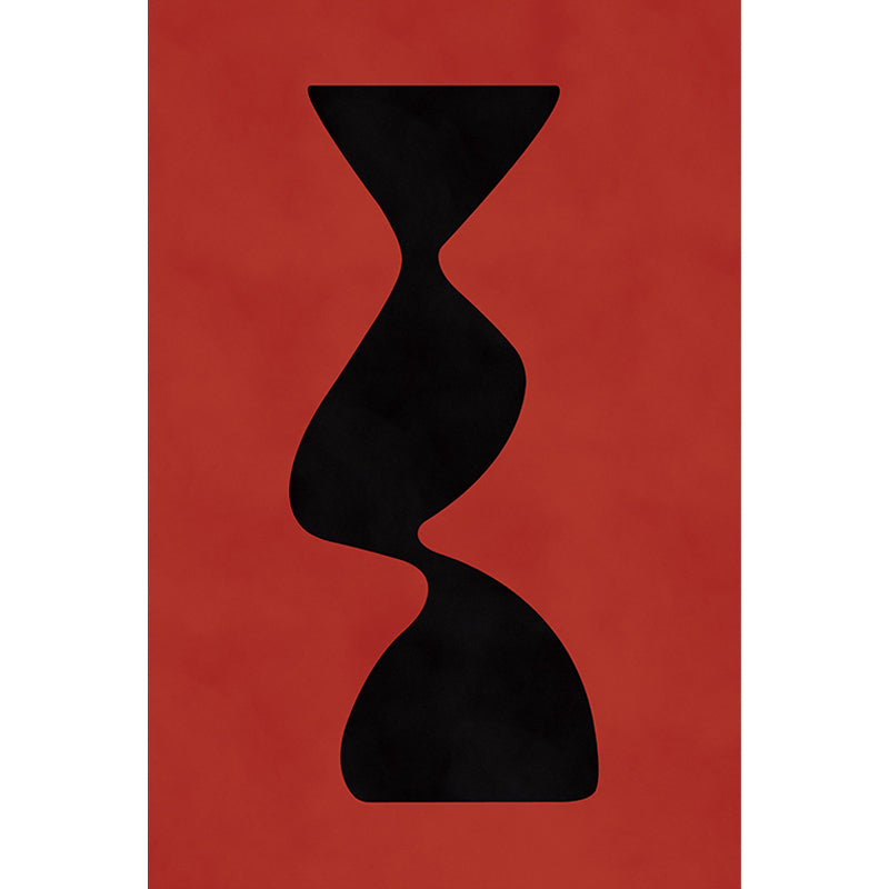 Lisslune | Black and Red Abstract Area Rug Polyester Modern Rug Washable Pet Friendly Carpet for Living Room