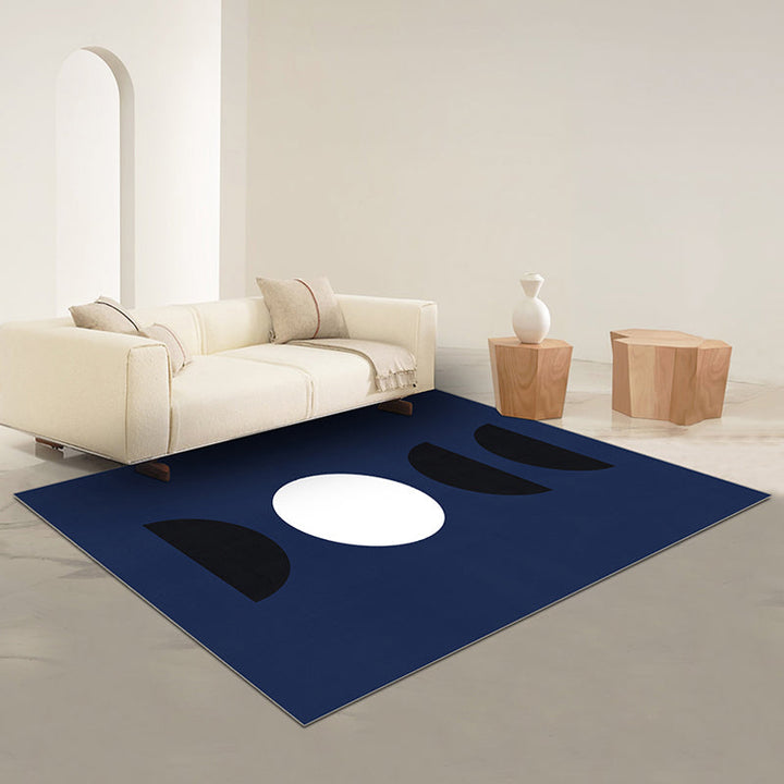 Lisslune | Black and Red Abstract Area Rug Polyester Modern Rug Washable Pet Friendly Carpet for Living Room