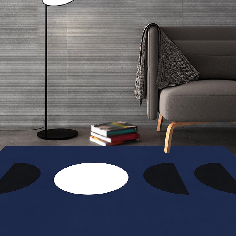 Lisslune | Black and Red Abstract Area Rug Polyester Modern Rug Washable Pet Friendly Carpet for Living Room