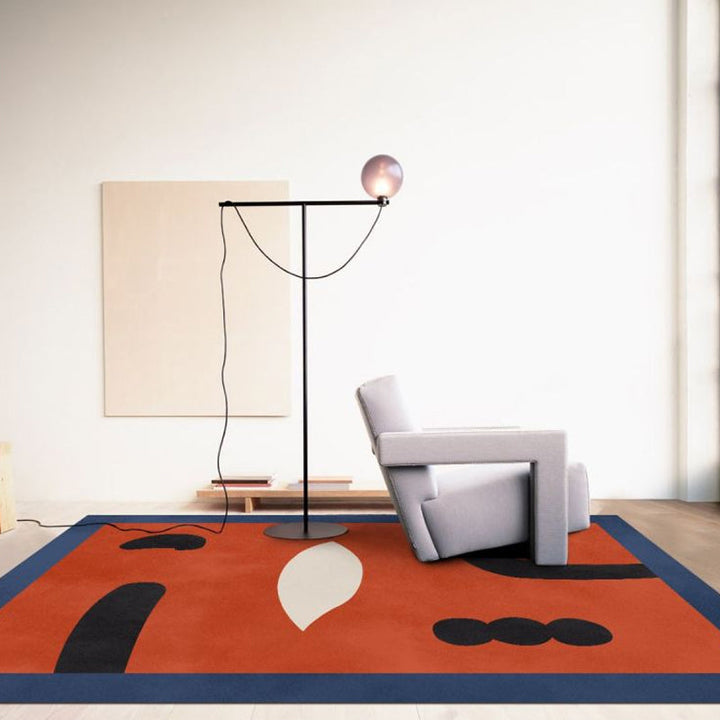 Lisslune | Contemporary Abstract Area Rug Multicolor Polyester Washable Dog and Cat Friendly Carpet for Living Room