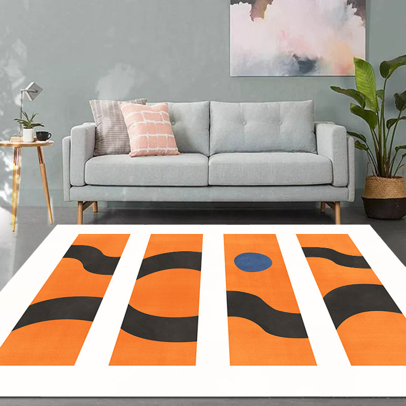 Lisslune | Contemporary Abstract Area Rug Multicolor Polyester Washable Dog and Cat Friendly Carpet for Living Room