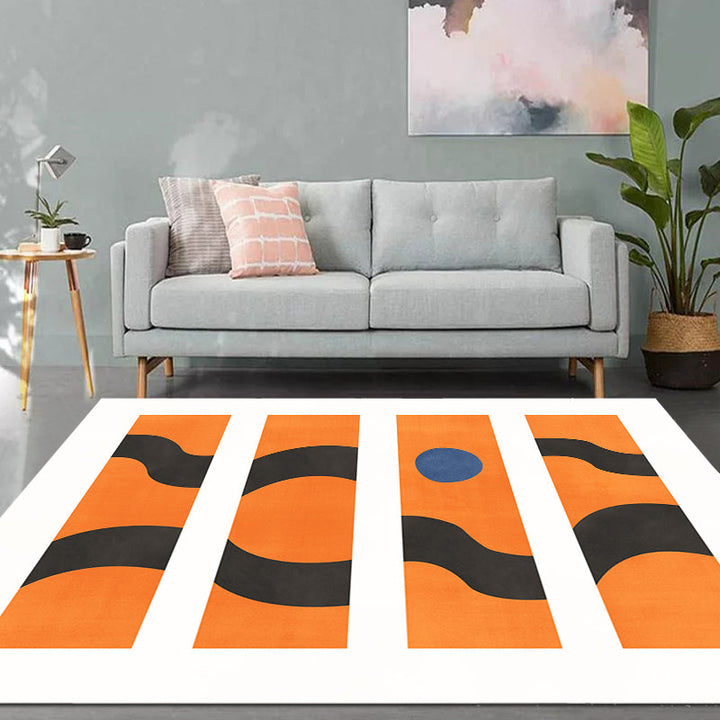 Lisslune | Contemporary Abstract Area Rug Multicolor Polyester Washable Dog and Cat Friendly Carpet for Living Room
