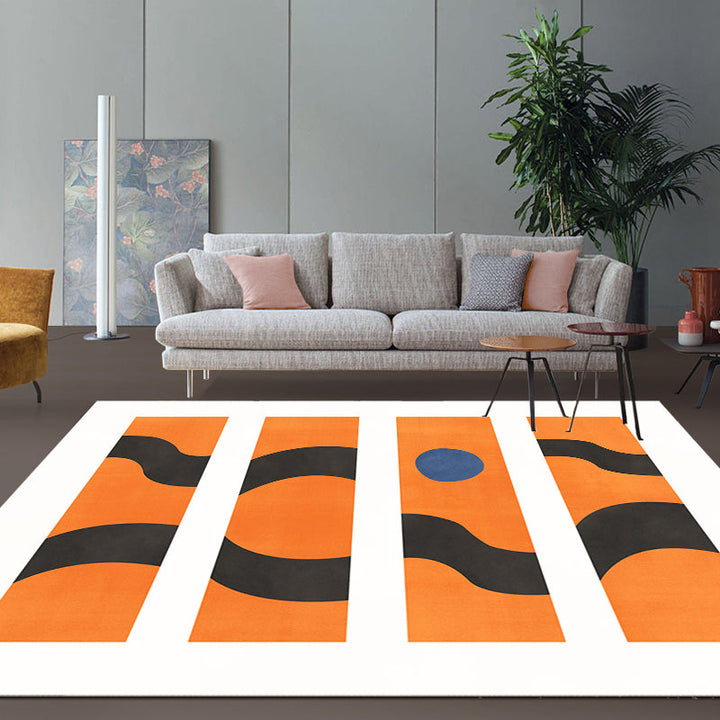 Lisslune | Contemporary Abstract Area Rug Multicolor Polyester Washable Dog and Cat Friendly Carpet for Living Room
