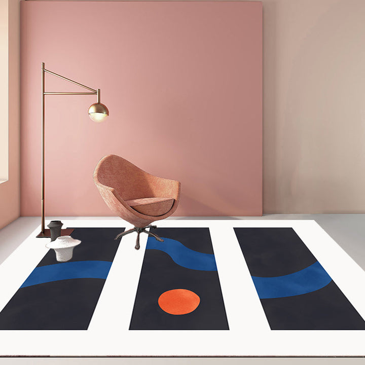 Lisslune | Contemporary Abstract Area Rug Multicolor Polyester Washable Dog and Cat Friendly Carpet for Living Room