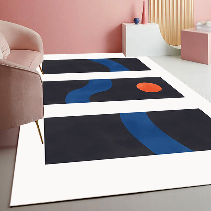 Lisslune | Contemporary Abstract Area Rug Multicolor Polyester Washable Dog and Cat Friendly Carpet for Living Room