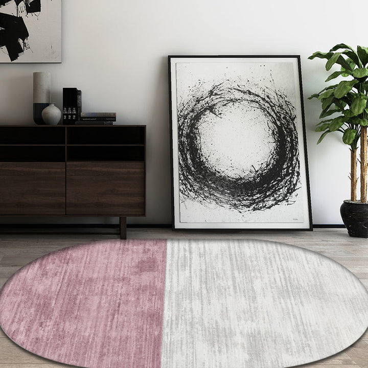 Lisslune | Novelty Living Room Carpet in Pink and Blue Color Block Print Carpet Polyester Stain Resistant Area Rug
