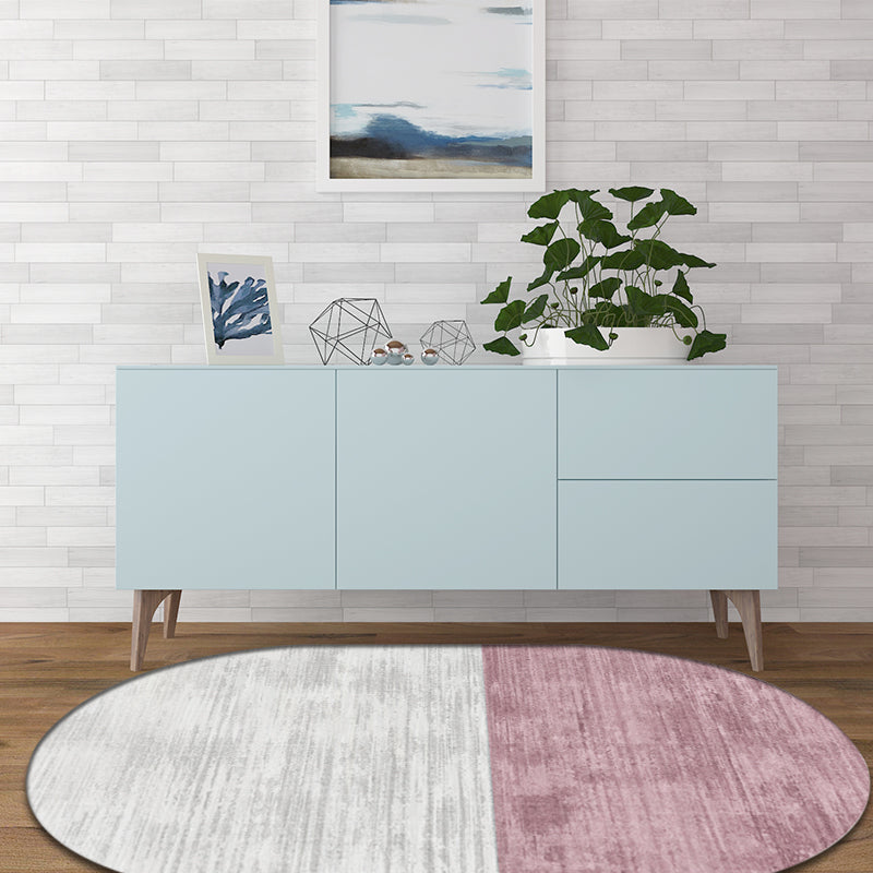 Lisslune | Novelty Living Room Carpet in Pink and Blue Color Block Print Carpet Polyester Stain Resistant Area Rug