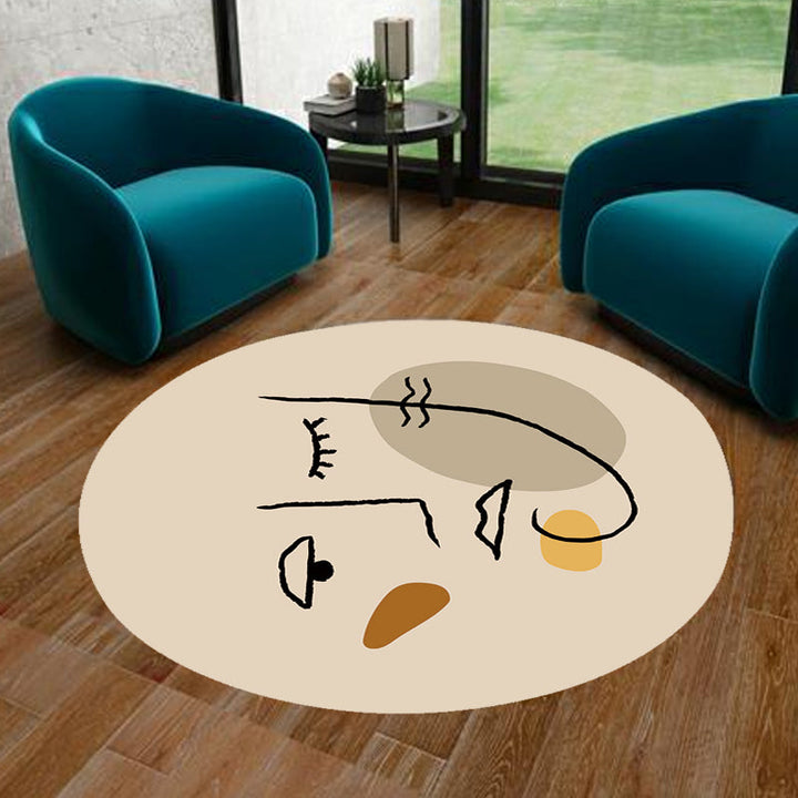 Lisslune | Ivory Irregular Bedroom Rug Novelty Abstract Painting Pattern Area Rug Polyester Stain Resistant Rug