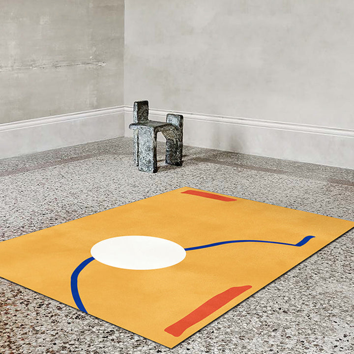 Lisslune | Novelty Abstract Rug Pink and Yellow Polyester Rug Non-Slip Backing Pet-Friendly Rug for the Living Room