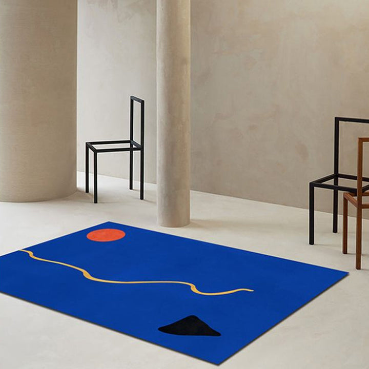 Lisslune | Novelty Abstract Rug Pink and Yellow Polyester Rug Non-Slip Backing Pet-Friendly Rug for the Living Room
