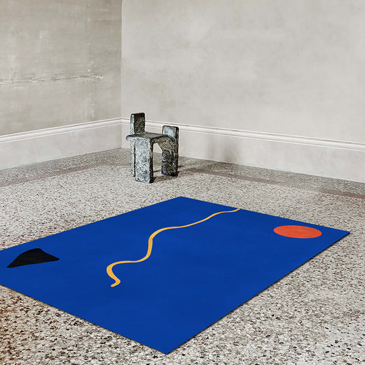 Lisslune | Novelty Abstract Rug Pink and Yellow Polyester Rug Non-Slip Backing Pet-Friendly Rug for the Living Room