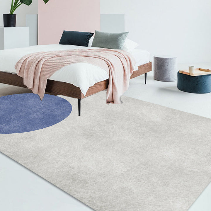 Lisslune | Novelty Living Room Irregular Carpet in Gray and Pink Color Block Circle Rectangle Print Carpet Polyester Non-Slip Carpet