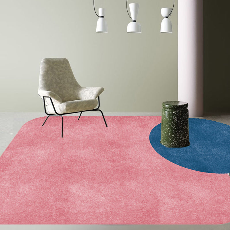 Lisslune | Novelty Living Room Irregular Carpet in Gray and Pink Color Block Circle Rectangle Print Carpet Polyester Non-Slip Carpet
