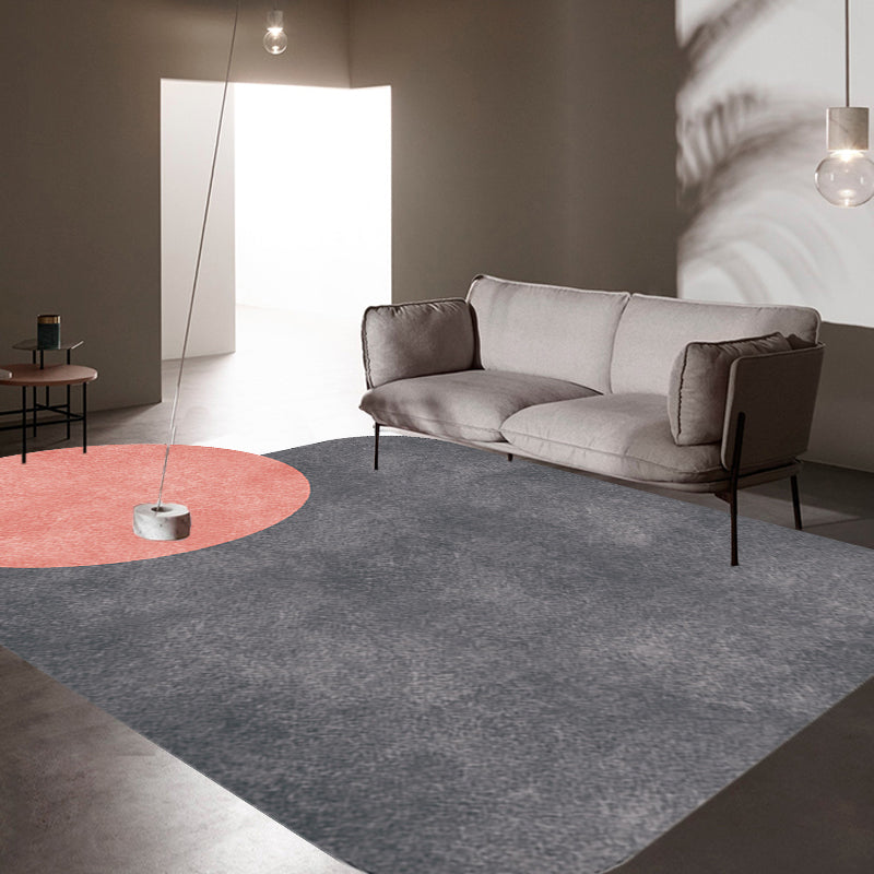 Lisslune | Novelty Living Room Irregular Carpet in Gray and Pink Color Block Circle Rectangle Print Carpet Polyester Non-Slip Carpet