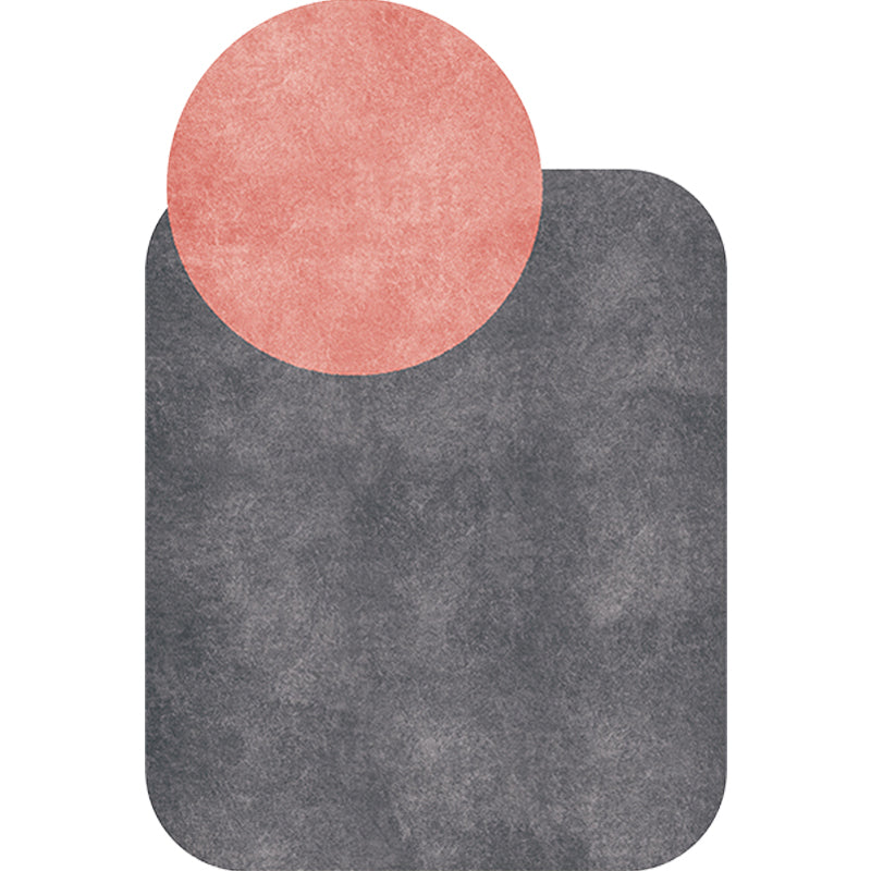 Lisslune | Novelty Living Room Irregular Carpet in Gray and Pink Color Block Circle Rectangle Print Carpet Polyester Non-Slip Carpet