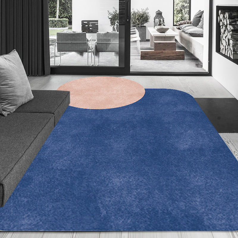Lisslune | Novelty Living Room Irregular Carpet in Gray and Pink Color Block Circle Rectangle Print Carpet Polyester Non-Slip Carpet