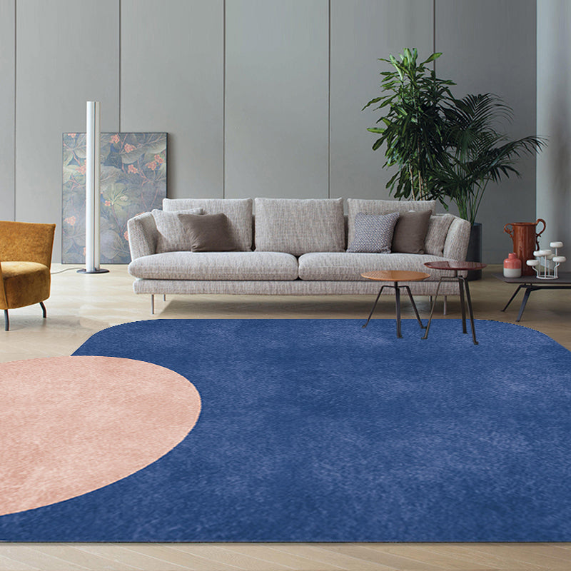 Lisslune | Novelty Living Room Irregular Carpet in Gray and Pink Color Block Circle Rectangle Print Carpet Polyester Non-Slip Carpet