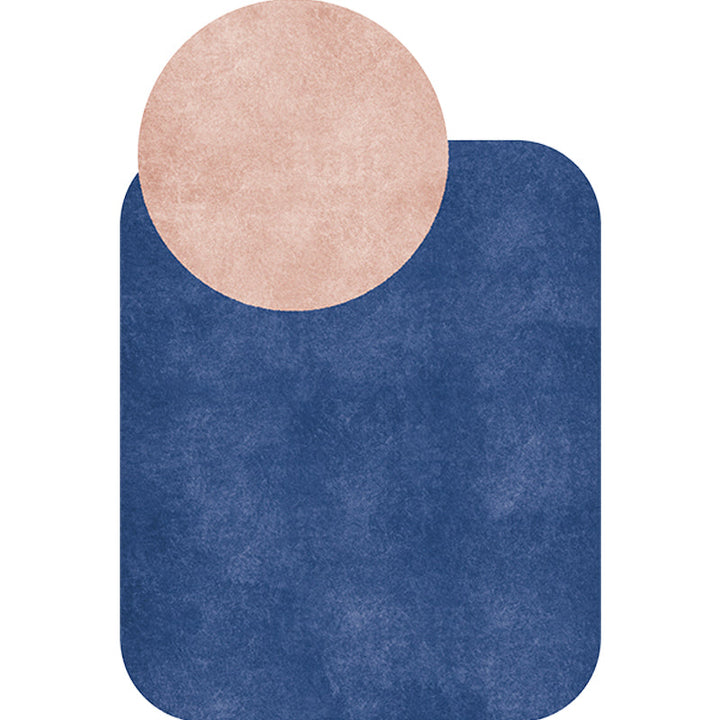 Lisslune | Novelty Living Room Irregular Carpet in Gray and Pink Color Block Circle Rectangle Print Carpet Polyester Non-Slip Carpet