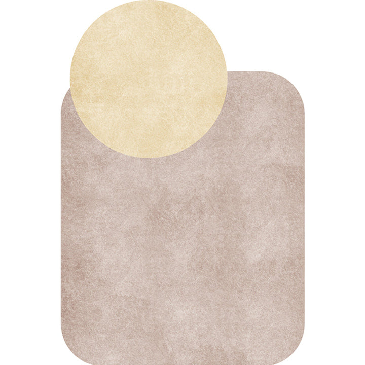 Lisslune | Novelty Living Room Irregular Carpet in Gray and Pink Color Block Circle Rectangle Print Carpet Polyester Non-Slip Carpet