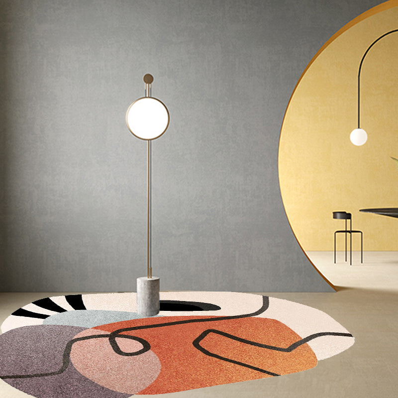 Lisslune | Simple Novelty Irregular Rug in Brown Abstract Pattern Carpet Polyester Machine Washable Area Rug for Home Decor