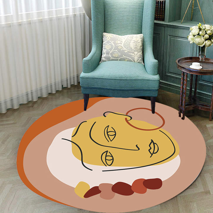Lisslune | Novelty Living Room Irregular Carpet in Brown Abstract Virgo Print Carpet Polyester Non-Slip Carpet