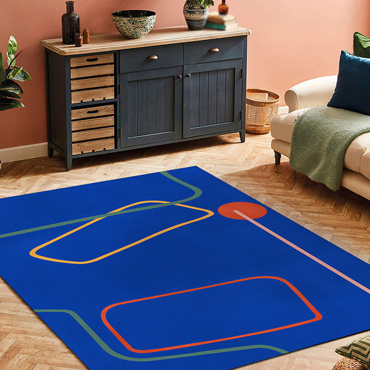Lisslune | Nordic Modernism Carpet Blue and Yellow Abstract Carpet Pet Friendly Non-slip Rug for Bedroom
