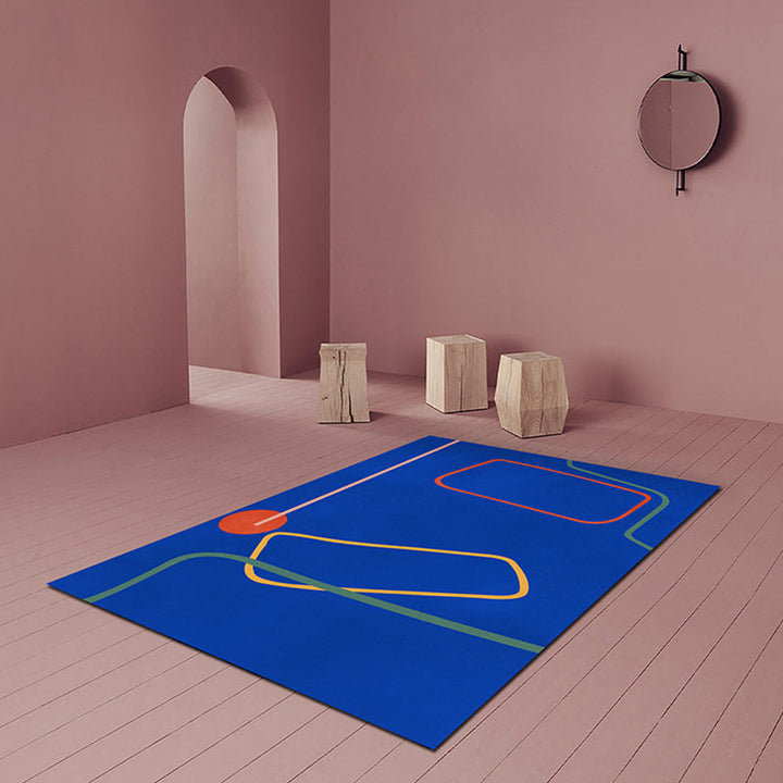 Lisslune | Nordic Modernism Carpet Blue and Yellow Abstract Carpet Pet Friendly Non-slip Rug for Bedroom