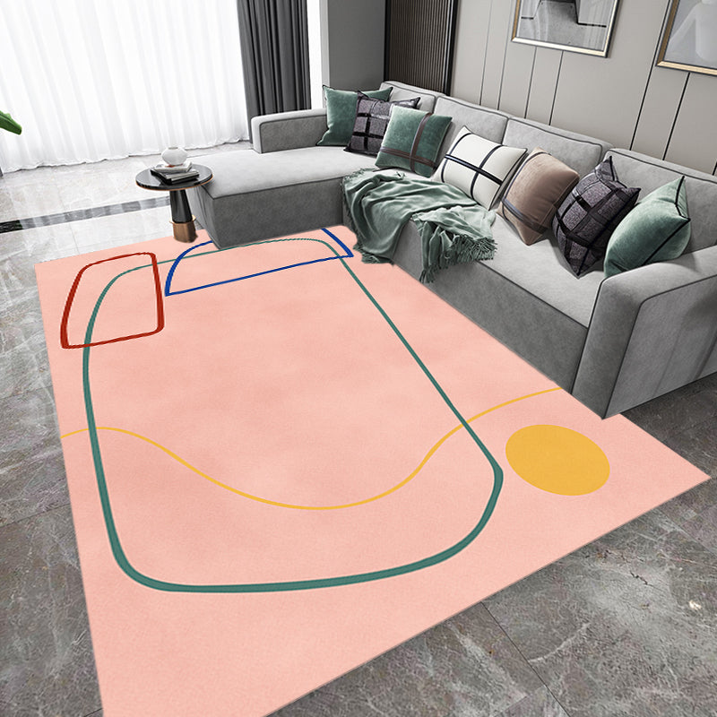 Lisslune | Nordic Modernism Carpet Blue and Yellow Abstract Carpet Pet Friendly Non-slip Rug for Bedroom
