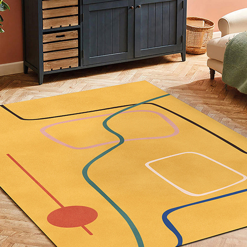 Lisslune | Nordic Modernism Carpet Blue and Yellow Abstract Carpet Pet Friendly Non-slip Rug for Bedroom