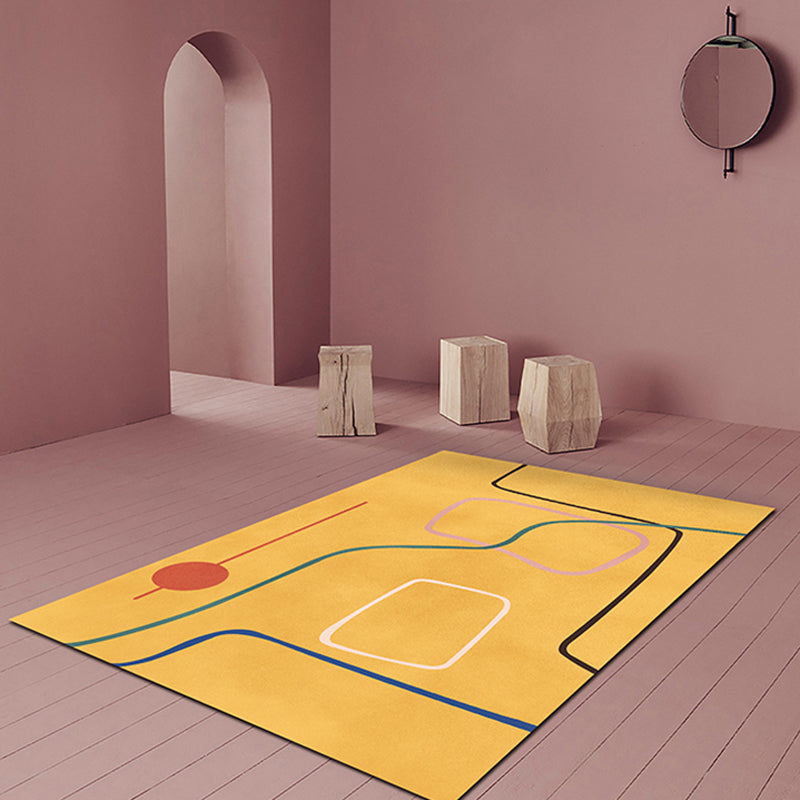 Lisslune | Nordic Modernism Carpet Blue and Yellow Abstract Carpet Pet Friendly Non-slip Rug for Bedroom