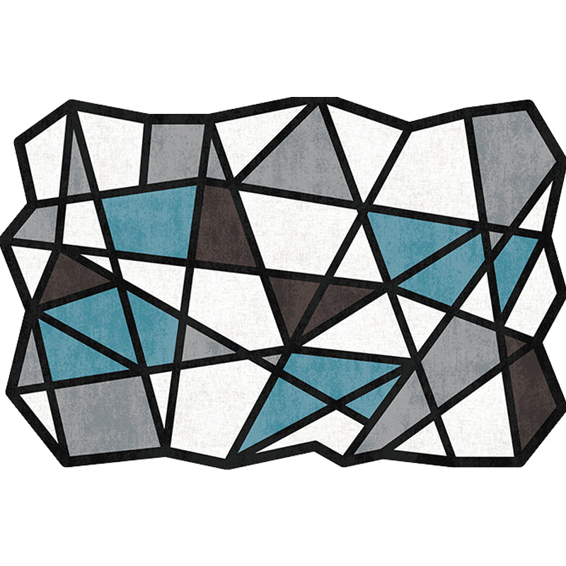 Lisslune | Novelty Living Room Irregular Rug in Black and White Geometric Fan Design Rug Polyester Pet-Friendly Area Rug