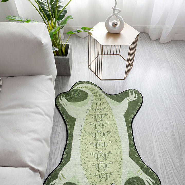 Lisslune | Green Irregular Carpet Nursery Kids Animal Crocodile Pattern Area Rug Polyester Stain Resistant Carpet