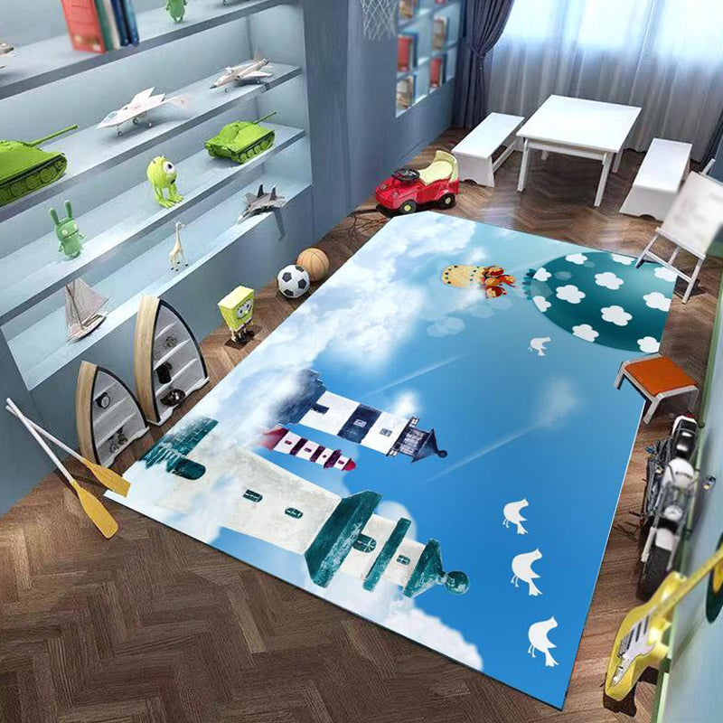 Lisslune | Beautiful Cartoon Character Pattern Rug Pink and Green Kids Rug Polyester Pet Friendly Washable Non-Slip Back Area Rug for the Children's Room