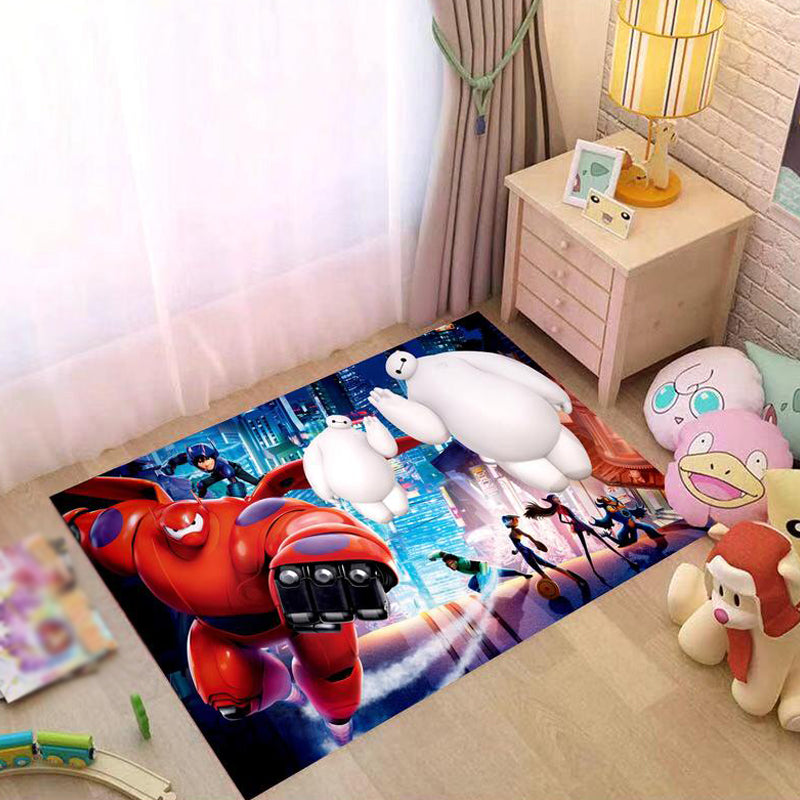 Lisslune | Beautiful Cartoon Character Pattern Rug Pink and Green Kids Rug Polyester Pet Friendly Washable Non-Slip Back Area Rug for the Children's Room