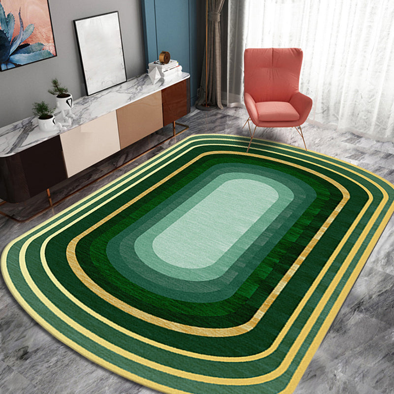 Lisslune | Novelty Living Room Irregular Carpet in Green Color Block Print Carpet Polyester Stain Resistant Area Rug