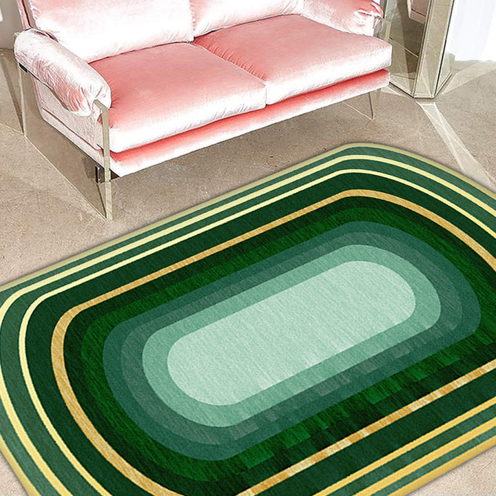 Lisslune | Novelty Living Room Irregular Carpet in Green Color Block Print Carpet Polyester Stain Resistant Area Rug
