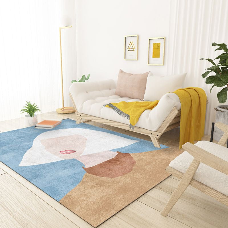 Lisslune | Novelty Character Pattern Rug Multicolored Polyester Rug Non-Slip Backing Pet-Friendly Rug for Living Room