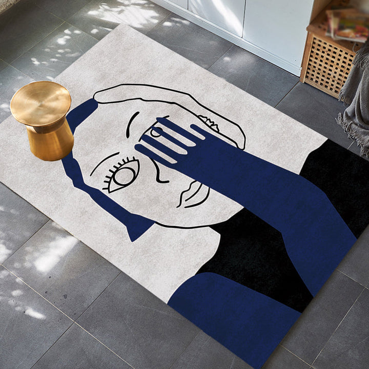 Lisslune | Novelty Character Pattern Rug Multicolored Polyester Rug Non-Slip Backing Pet-Friendly Rug for Living Room