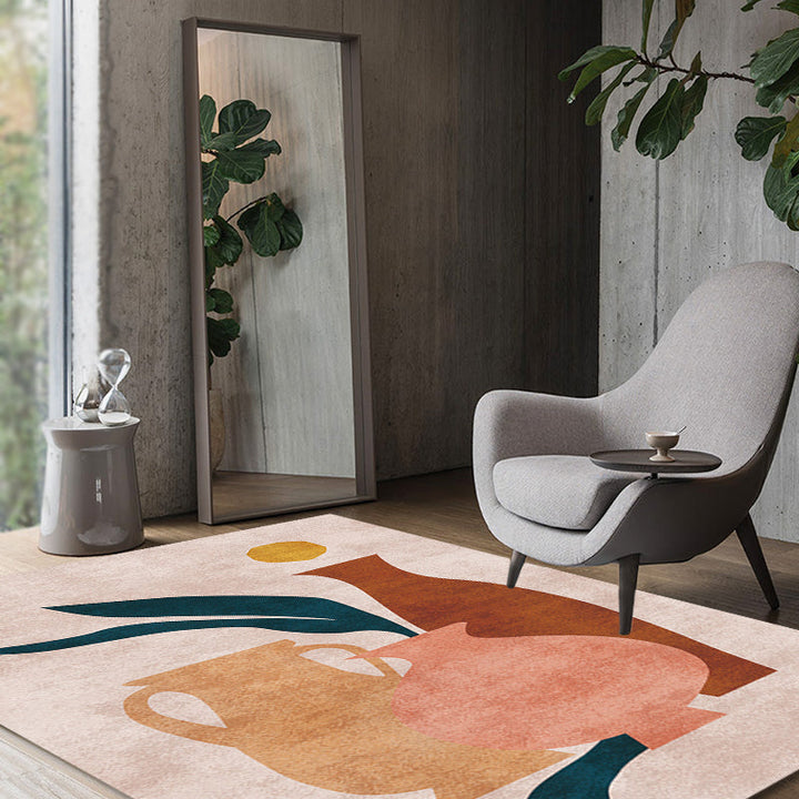 Lisslune | Novelty Character Pattern Rug Multicolored Polyester Rug Non-Slip Backing Pet-Friendly Rug for Living Room
