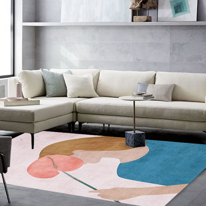 Lisslune | Novelty Character Pattern Rug Multicolored Polyester Rug Non-Slip Backing Pet-Friendly Rug for Living Room