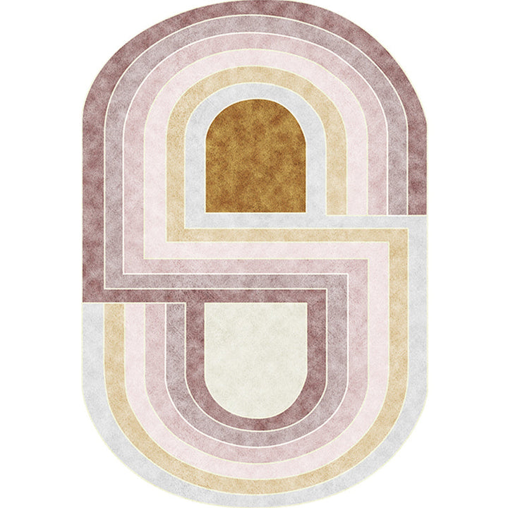 Lisslune | Pink Bedroom Carpet Novelty Color Block Pattern Area Rug Polyester Machine Washable Carpet