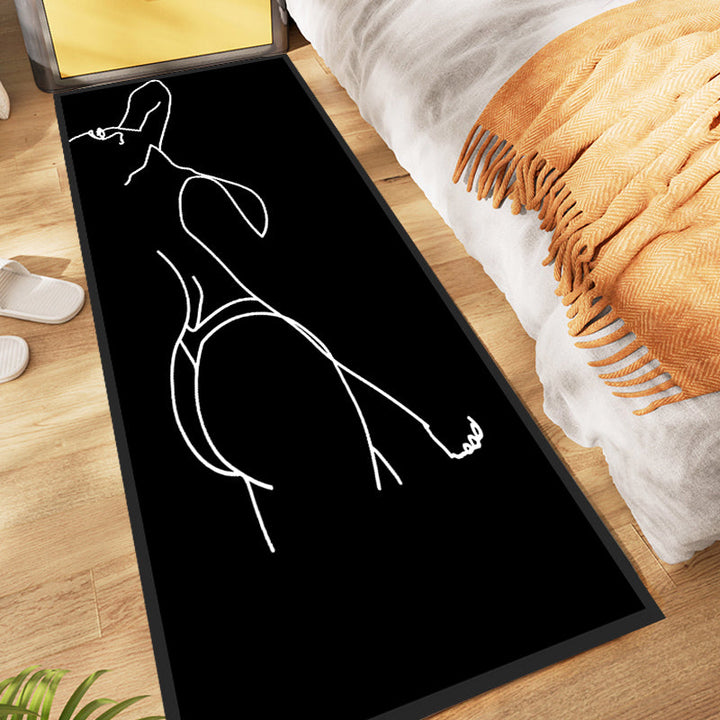 Lisslune | Novelty Abstract Rug Modern Black Polyester Rug Non-Slip Pet-Friendly Area Rug for Bedroom