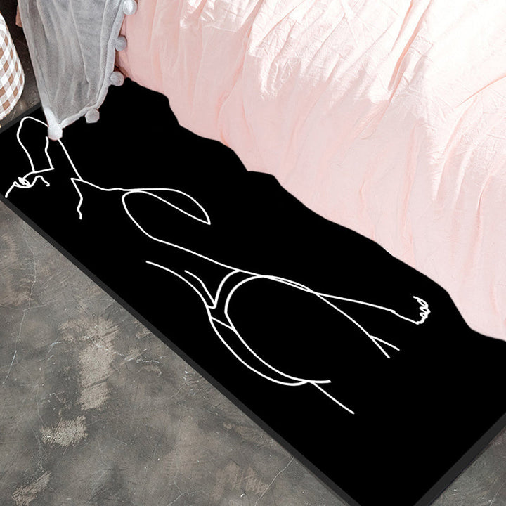 Lisslune | Novelty Abstract Rug Modern Black Polyester Rug Non-Slip Pet-Friendly Area Rug for Bedroom