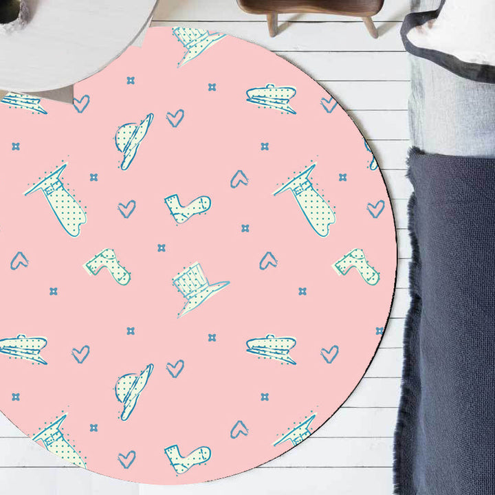 Lisslune | Pink and Purple Children's Carpet Polyester Diamond and Sock Pattern Carpet Pet Friendly Washable Non-Slip Back Rug for Decoration