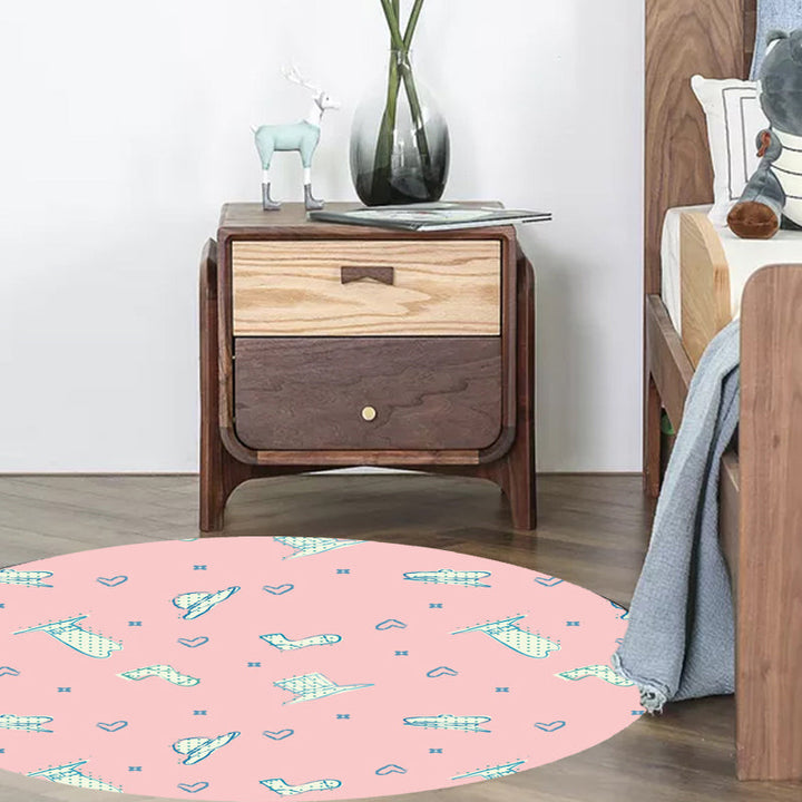 Lisslune | Pink and Purple Children's Carpet Polyester Diamond and Sock Pattern Carpet Pet Friendly Washable Non-Slip Back Rug for Decoration