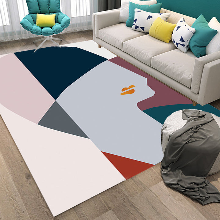 Lisslune | Multicolored character pattern rug polyester casual rug pet-friendly washable rug for the bedroom